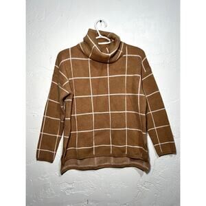 Ecowish plaid mock neck light academia twee soft comfy sweater womens medium
